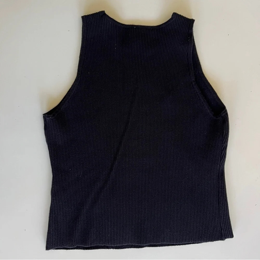 bar III Black Ribbed Racerback Tank Top Size Medium Casual Top Basic Tank - Picture 4 of 8